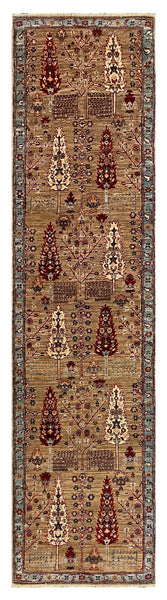 27609-Chobi Ziegler Handmade/Hand-knotted Afghan Rug/Carpet Tribal/Nomadic Authentic/ Size: 9'6" x 2'4"/290 cm × 71 cm