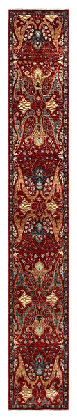 27610-Chobi Ziegler Handmade/Hand-knotted Afghan Rug/Carpet Tribal/Nomadic Authentic/ Size: 15'10" x 2'5"/483 cm × 74 cm