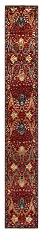 27610-Chobi Ziegler Handmade/Hand-knotted Afghan Rug/Carpet Tribal/Nomadic Authentic/ Size: 15'10" x 2'5"/483 cm × 74 cm
