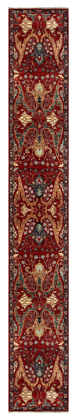 27610-Chobi Ziegler Handmade/Hand-knotted Afghan Rug/Carpet Tribal/Nomadic Authentic/ Size: 15'10" x 2'5"/483 cm × 74 cm