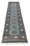 27618-Bokhara Hand-Knotted/Handmade Pakistani Rug/Carpet Tribal/Nomadic Authentic/ Size: 9'8" x 2'6"/295cm ×76cm