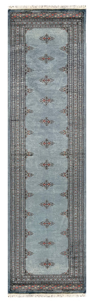 27615-Bokhara Hand-Knotted/Handmade Pakistani Rug/Carpet Tribal/Nomadic Authentic/ Size: 9'8" x 2'6"/295cm ×76cm