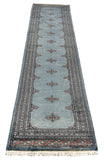 27615-Bokhara Hand-Knotted/Handmade Pakistani Rug/Carpet Tribal/Nomadic Authentic/ Size: 9'8" x 2'6"/295cm ×76cm