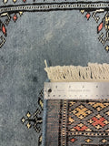27615-Bokhara Hand-Knotted/Handmade Pakistani Rug/Carpet Tribal/Nomadic Authentic/ Size: 9'8" x 2'6"/295cm ×76cm