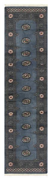 27616-Bokhara Hand-Knotted/Handmade Pakistani Rug/Carpet Tribal/Nomadic Authentic/ Size: 10'0" x 2'6"/305cm ×76cm