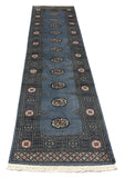 27616-Bokhara Hand-Knotted/Handmade Pakistani Rug/Carpet Tribal/Nomadic Authentic/ Size: 10'0" x 2'6"/305cm ×76cm