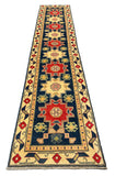 27806-Kazak Hand-Knotted/Handmade Afghan Rug/Carpet Tribal/Nomadic Authentic/ Size: 13'5" x 2'6"/409m x 76cm