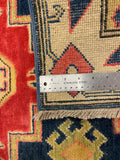 27806-Kazak Hand-Knotted/Handmade Afghan Rug/Carpet Tribal/Nomadic Authentic/ Size: 13'5" x 2'6"/409m x 76cm