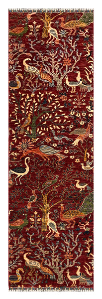 27828-Chobi Ziegler Handmade/Hand-knotted Afghan Rug/Carpet Tribal/Nomadic Authentic/ Size: 9'7" x 2'7" / 292cm x 79cm