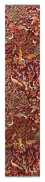 27827-Chobi Ziegler Handmade/Hand-knotted Afghan Rug/Carpet Tribal/Nomadic Authentic/ Size: 12'9" x 2'7" / 289cm x 79cm