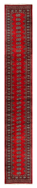 27630-Bokhara Hand-Knotted/Handmade Pakistani Rug/Carpet Tribal/Nomadic Authentic/ Size: 15'8" x 2'6"/478cm ×76cm