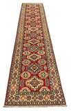 27804-Kazak Hand-Knotted/Handmade Afghan Rug/Carpet Tribal/Nomadic Authentic/ Size:12'6" x 2'6"/381m x 76cm