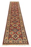 27805-Kazak Hand-Knotted/Handmade Afghan Rug/Carpet Tribal/Nomadic Authentic/ Size: 12'8" x 2'6"/386m x 76cm