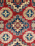 27805-Kazak Hand-Knotted/Handmade Afghan Rug/Carpet Tribal/Nomadic Authentic/ Size: 12'8" x 2'6"/386m x 76cm