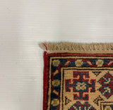 27805-Kazak Hand-Knotted/Handmade Afghan Rug/Carpet Tribal/Nomadic Authentic/ Size: 12'8" x 2'6"/386m x 76cm