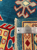 27927-Royal Kazak Hand-Knotted/Handmade Afghan Rug/Carpet Tribal/Nomadic Authentic/ Size: 9'8" x 6'6"/295m x 198cm