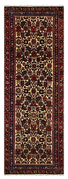 27444-Hamadan Hand-Knotted/Handmade Persian Rug/Carpet Tribal/Nomadic Authentic/ Size: 9'0" x 3'0"/274cm x 91cm