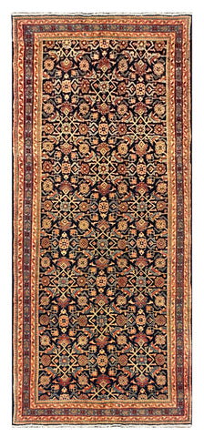 27471-Hamadan Hand-Knotted/Handmade Persian Rug/Carpet Tribal/Nomadic Authentic/ Size: 10'6" x 4'4"/320cm x 132cm