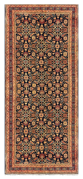 27471-Hamadan Hand-Knotted/Handmade Persian Rug/Carpet Tribal/Nomadic Authentic/ Size: 10'6" x 4'4"/320cm x 132cm
