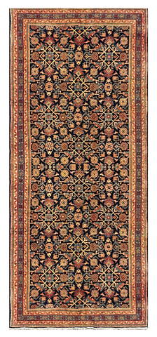 27471-Hamadan Hand-Knotted/Handmade Persian Rug/Carpet Tribal/Nomadic Authentic/ Size: 10'6" x 4'4"/320cm x 132cm
