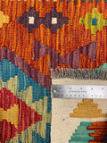 27737 - Kelim Hand-Woven/Flat-Weaved/Afghan Kelim/Carpet Modren/Nomadic Authentic/Size: 4'0" x 2'7"/122cm ×79cm