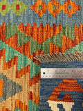 27726 - Kelim Hand-Woven/Flat-Weaved/Afghan Kelim/Carpet Modren/Nomadic Authentic/Size: 4'2" x 2'9"/127cm ×84cm