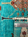 27788-Chobi Ziegler Handmade/Hand-knotted Afghan Rug/Carpet Tribal/Nomadic Authentic/ Size: 3'9" x 2'7" / 114cm x 79cm