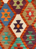 27727 - Kelim Hand-Woven/Flat-Weaved/Afghan Kelim/Carpet Modren/Nomadic Authentic/Size: 4'3" x 2'9"/130cm ×84cm