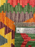 27679 - Kelim Hand-Woven/Flat-Weaved/Afghan Kelim/Carpet Modern/Nomadic Authentic/Size: 4'3" x 2'7"/130cm × 79cm