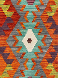 27714 - Kelim Hand-Woven/Flat-Weaved/Afghan Kelim/Carpet Modren/Nomadic Authentic/Size: 4'0" x 2'7"/122cm x 79cm