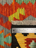 27714 - Kelim Hand-Woven/Flat-Weaved/Afghan Kelim/Carpet Modren/Nomadic Authentic/Size: 4'0" x 2'7"/122cm x 79cm