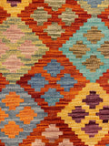 27702 - Kelim Hand-Woven/Flat-Weaved/Afghan Kelim/Carpet Modern/Nomadic Authentic/Size: 4'2" x 2'7"/127 cm × 79 cm