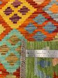 27702 - Kelim Hand-Woven/Flat-Weaved/Afghan Kelim/Carpet Modern/Nomadic Authentic/Size: 4'2" x 2'7"/127 cm × 79 cm