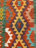 27698 - Kelim Hand-Woven/Flat-Weaved/Afghan Kelim/Carpet Modern/Nomadic Authentic/Size: 4'3" x 2'7"/130 cm × 79 cm