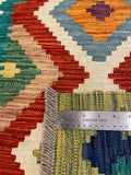 27706 - Kelim Hand-Woven/Flat-Weaved/Afghan Kelim/Carpet Modern/Nomadic Authentic/Size: 4'2" x 2'7"/127 cm × 79 cm
