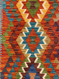 27671 - Kelim Hand-Woven/Flat-Weaved/Afghan Kelim/Carpet Modern/Nomadic Authentic/Size: 3'11" x 2'6"/119cm × 76cm