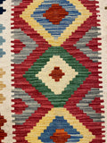 27708 - Kelim Hand-Woven/Flat-Weaved/Afghan Kelim/Carpet Modern/Nomadic Authentic/Size: 4'1" x 2'7"/124 cm × 79 cm