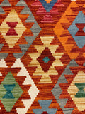 27716 - Kelim Hand-Woven/Flat-Weaved/Afghan Kelim/Carpet Modren/Nomadic Authentic/Size: 4'2" x 2'7"/127cm ×79cm