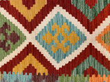 27712- Kelim Hand-Woven/Flat-Weaved/Afghan Kelim/Carpet Modren/Nomadic Authentic/Size: 4'3" x 2'8"/130cm x 81cm