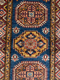 27778-Royal Kazak Hand-Knotted/Handmade Afghan Rug/Carpet Tribal/Nomadic Authentic/ Size: 5'6" x 1'9"/168m x 53cm
