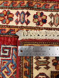 27771-Royal Kazak Hand-Knotted/Handmade Afghan Rug/Carpet Tribal/Nomadic Authentic/ Size: 5'9" x 2'0"/175m x 61cm
