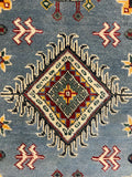 27525-Kazak Hand-Knotted/Handmade Afghan Rug/Carpet Tribal/Nomadic Authentic/ Size: 5'9" x 3'10"/175cm x 117cm