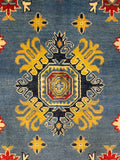 27527-Kazak Hand-Knotted/Handmade Afghan Rug/Carpet Tribal/Nomadic Authentic/ Size: 6'1" x 4'2"/185cm x 127cm