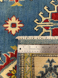 27527-Kazak Hand-Knotted/Handmade Afghan Rug/Carpet Tribal/Nomadic Authentic/ Size: 6'1" x 4'2"/185cm x 127cm