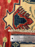 27798-Kazak Hand-Knotted/Handmade Afghan Rug/Carpet Tribal/Nomadic Authentic/ Size: 5'10" x 3'9"/178m x 114cm