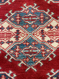 27796-Kazak Hand-Knotted/Handmade Afghan Rug/Carpet Tribal/Nomadic Authentic/ Size: 5'0" x 3'8"/155m x 112cm