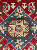 27797-Kazak Hand-Knotted/Handmade Afghan Rug/Carpet Tribal/Nomadic Authentic/ Size: 5'9" x 3'9"/175m x 114cm