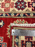 27802-Kazak Hand-Knotted/Handmade Afghan Rug/Carpet Tribal/Nomadic Authentic/ Size: 6'6" x 2'6"/198m x 76cm