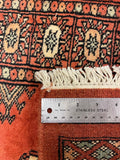 27629-Bokhara Hand-Knotted/Handmade Pakistani Rug/Carpet Tribal/Nomadic Authentic/ Size: 6'2" x 2'2"/188cm ×66cm