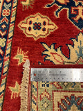 27799-Kazak Hand-Knotted/Handmade Afghan Rug/Carpet Tribal/Nomadic Authentic/ Size: 6'5" x 2'6"/196m x 76cm